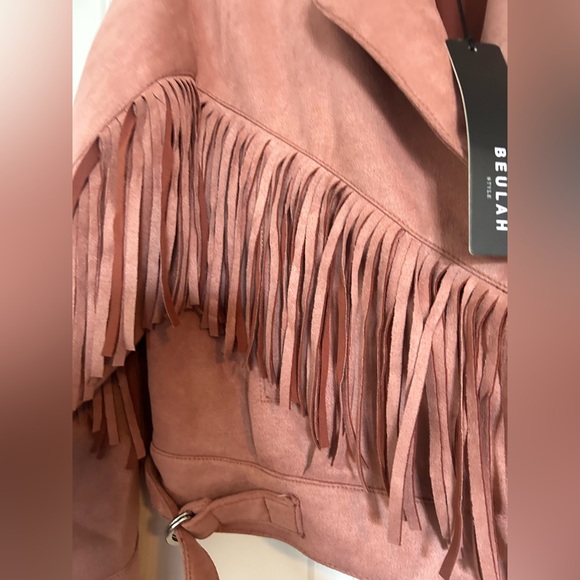 Beulah Women's Suede Fringe Blazer - Rust - Picture 3 of 5